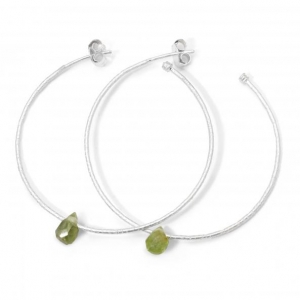 Flirtatious Barcelona Silver Hoops with Peridot
