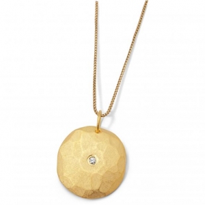 Parisian Moon Disc Pendant Diamond in Gold