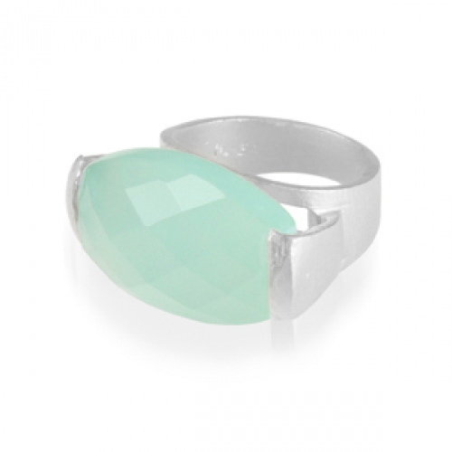 Ibiza Ring Aqua Chalcedony Silver