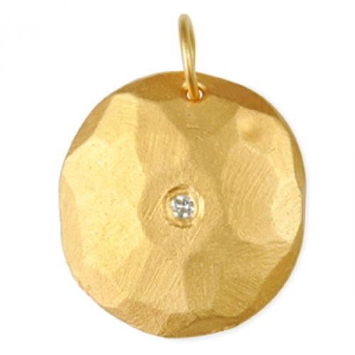 Belle Lune Disc Pendant White Sapphire in Gold