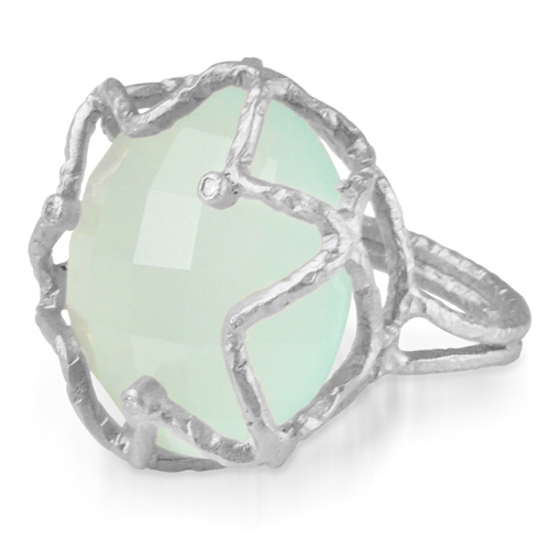 Regal Ring Silver Aqua Chalcedony