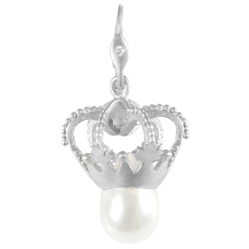 Regal Crown Pendant Silver Pearl