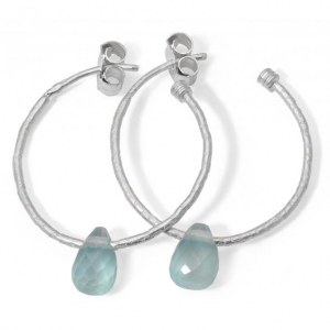 Sexy Seville Silver Hoops Aqua Chalcedony Silver